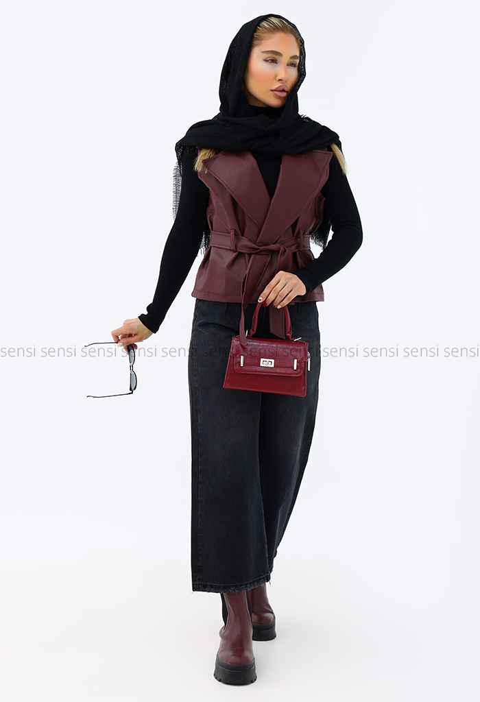 وست چرم زنانه یقه انگلیسی @کد1006682